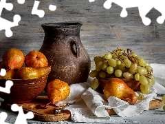 composition, truck concrete mixer, Grapes, jug