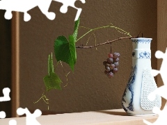 Grapes, bowl, twig