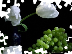 White, green ones, Grapes, Tulips