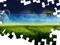 Field, Balloons, graphics, Windmill