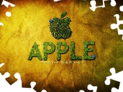 Apple, text, grass, logo