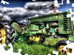 grass, agrimotor, clouds