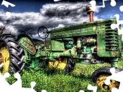 grass, agrimotor, clouds