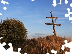 grass, wayside, Cross