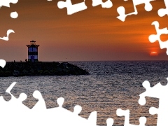 Lighthouses, sea, Great Sunsets