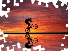reflection, Bike, Great Sunsets