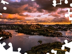 The Hills, River, Egersund, Norway, Great Sunsets, bridge