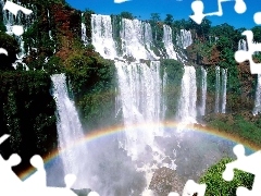 rocks, waterfall, Great Rainbows