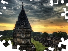 ruins, india, Great Sunsets, temple