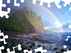sea, Coast, Great Rainbows, Rocks