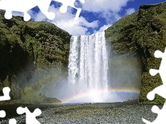 waterfall, iceland, Great Rainbows, skogafoss