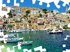 sea, Houses, Greece, boats