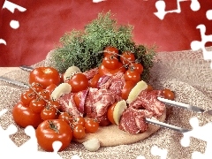 Raw, tomatoes, Grill, Skewers
