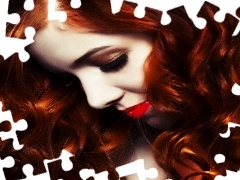 Women, Red, Hair, make-up