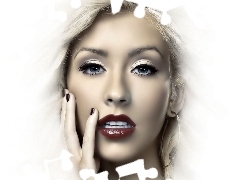 hand, Christina Aguilera, face, make-up, Women