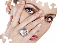 hand, face, ring, ear-ring, make-up, Womens