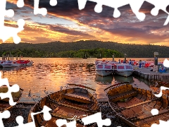 Harbour, motorboat, Cumbria, boats, Lake Windermere, Great Sunsets, England