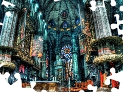 altar, chair, HDR, stained glass