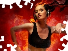 Big Fire, girl, HEADPHONES