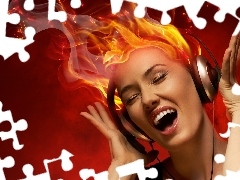 Big Fire, girl, HEADPHONES