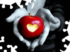 Heart, Red, Apple