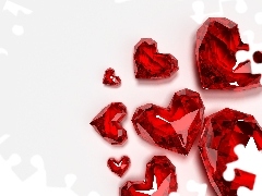 hearts, Crystal, Red