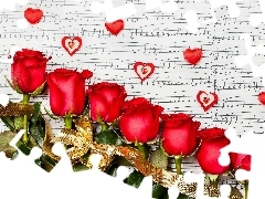 Tunes, hearts, Red, Valentine