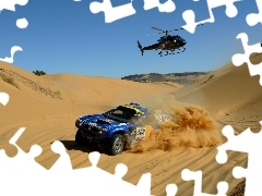 Helicopter, Desert, Volkswagen, Touareg, Dakar Rally