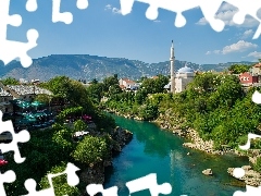 River, Mostar, Herzegovina, buildings