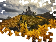 Reichsburg Castle, autumn, Cochem Municipality, Germany, plantation, Hill