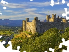 Hill, cliff, Harlech, wales, Castle
