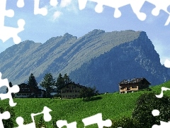 Kanisfluh, Meadow, Houses, Austria