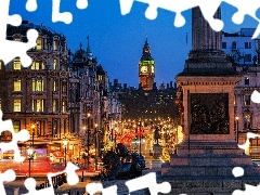 Houses, Big Ben, Monument, Night, Street, London