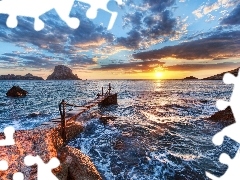 Ibiza, Spain, footbridge, sea, Coast