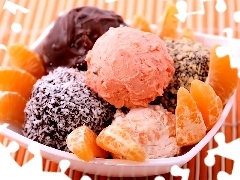Fruits, dessert, ice cream