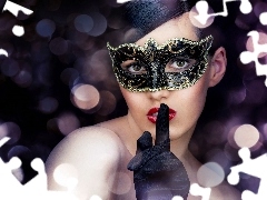 In Mask, Beauty, Handglove, lights, black, Women