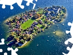 Islet, Aerial View, Bavaria, lake, Germany