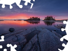 Islets, rocks, Karelia, clouds, Lake Ladoga, Great Sunsets, Russia