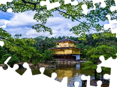 Japan, Pond - car, pavilion, Kioto, Golden