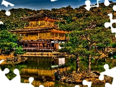 trees, lake, Japan, viewes