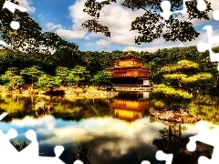 water, forest, Japan, house