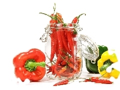 different, Chilli, jar, peppers