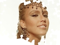 Jessica Alba, headdress, jewellery, ear-ring
