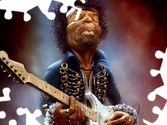 Guitar, caricature, Jimi Hendrix