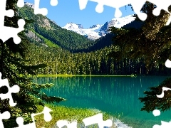 Joffre, Canada, woods, Mountains, lake