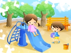 Kids, playground, joy, square
