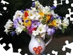 bouquet, White, jug, freesia