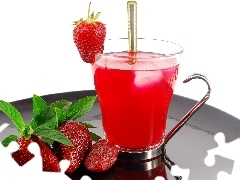 juice, strawberries, cup