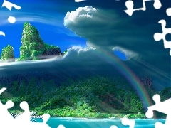 Great Rainbows, Mountains, Kagaya, clouds