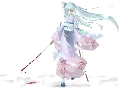 blood, Hatsune Miku, katana